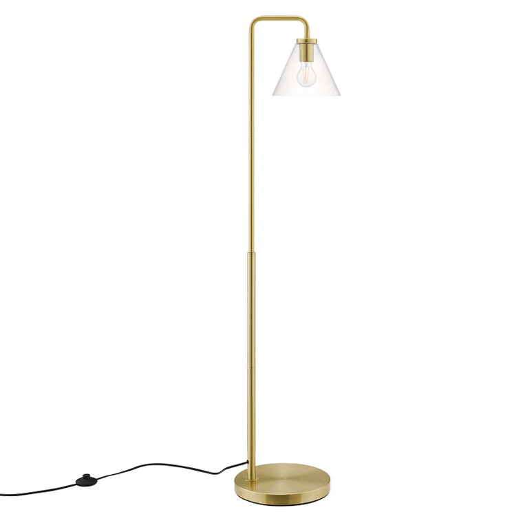 Element Transparent Glass Glass And Metal Floor Lamp - Satin Brass EEI-5618-SBR By Modway Furniture