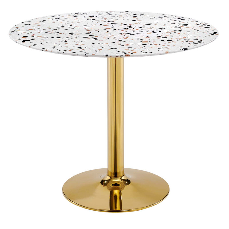 Verne 36" Round Terrazzo Dining Table - Gold White EEI-5717-GLD-WHI By Modway Furniture