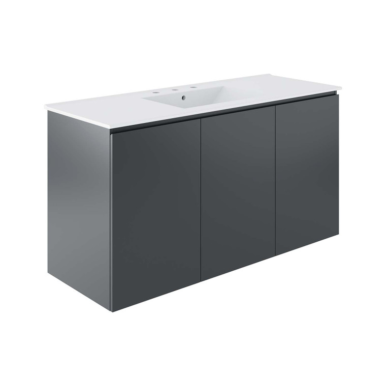 Bryn 48" Wall-Mount Bathroom Vanity - Gray White EEI-5780-GRY-WHI By Modway Furniture