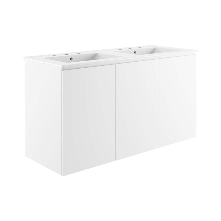 Bryn 48" Wall-Mount Double Sink Bathroom Vanity - White White EEI-5781-WHI-WHI By Modway Furniture