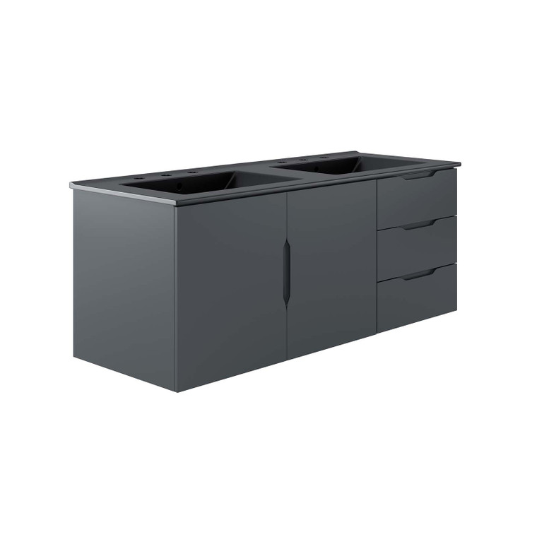 Vitality 48" Double Sink Bathroom Vanity - Gray Black EEI-5785-GRY-BLK By Modway Furniture