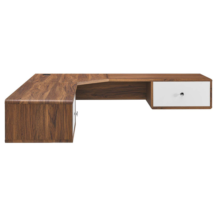 Transmit 55" Wall Mount Corner Wood Office Desk - Walnut White EEI-5863-WAL-WHI By Modway Furniture