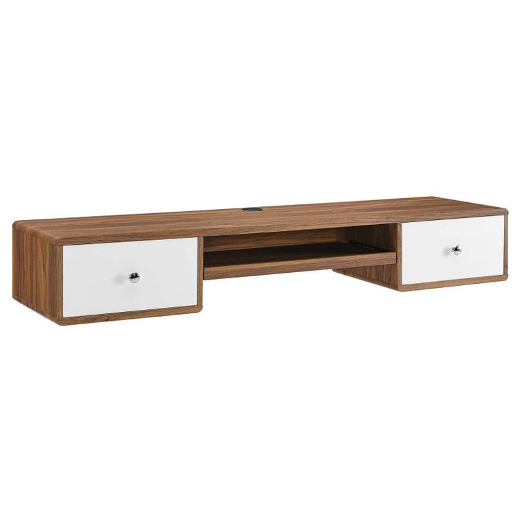 Transmit 60" Wall Mount Wood Office Desk - Walnut White EEI-5864-WAL-WHI By Modway Furniture