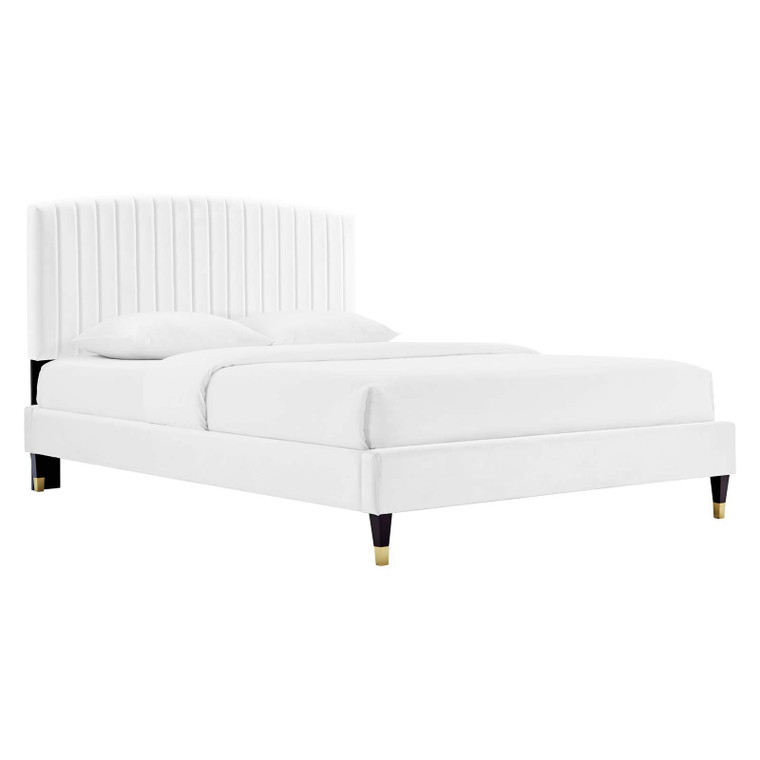 Alessi Performance Velvet Queen Platform Bed - White MOD-6284-WHI By Modway Furniture