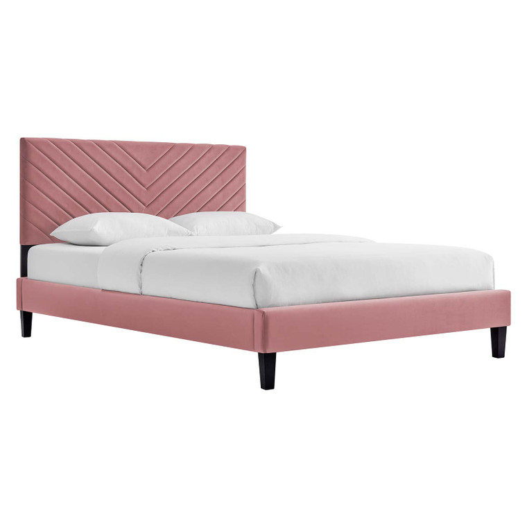 Roxanne Performance Velvet Twin Platform Bed - Dusty Rose MOD-7042-DUS By Modway Furniture