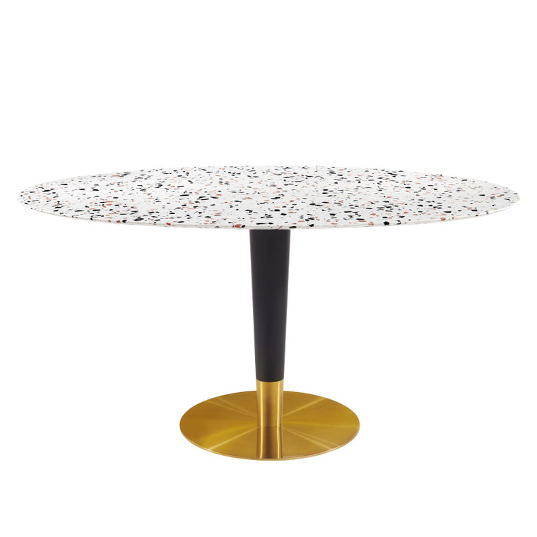 Zinque 60" Oval Terrazzo Dining Table - Gold White EEI-5738-GLD-WHI By Modway Furniture