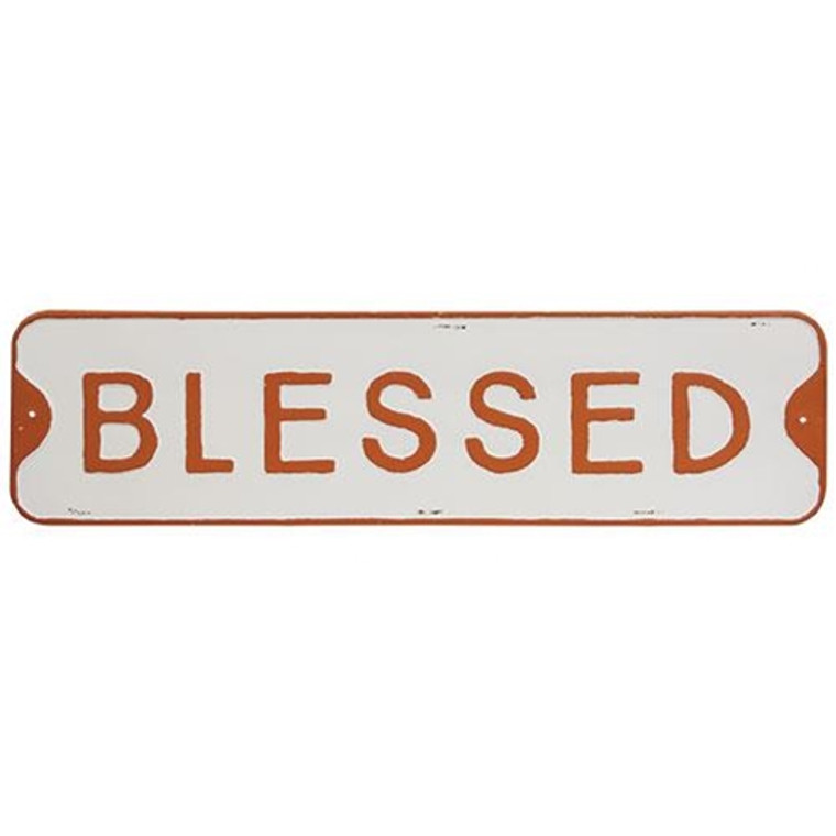 *Blessed White Metal Sign G65280 By CWI Gifts