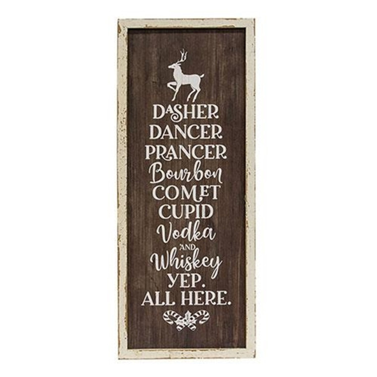 Dasher Dancer Prancer Bourbon Wood Sign G65297 By CWI Gifts