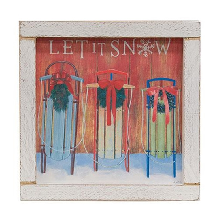 *Let It Snow Sleds Wood Sign G65299 By CWI Gifts