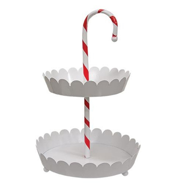 Candy Cane Two-Tiered Tray G70112 By CWI Gifts