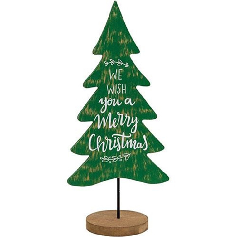 *Merry Christmas Wood Tree Cutout Sitter GEAS4325 By CWI Gifts