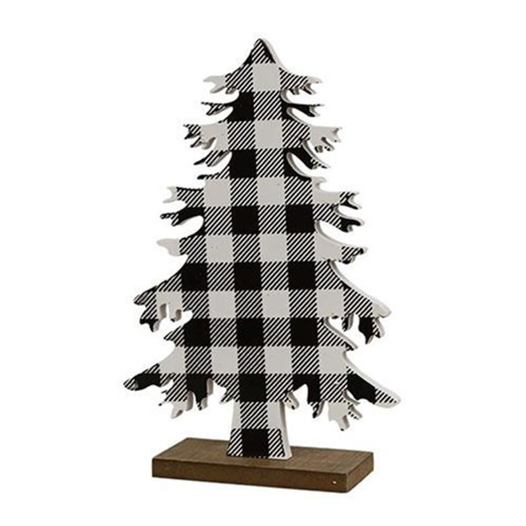 *Black & White Buffalo Check Wood Tree Medium GFHH4073 By CWI Gifts