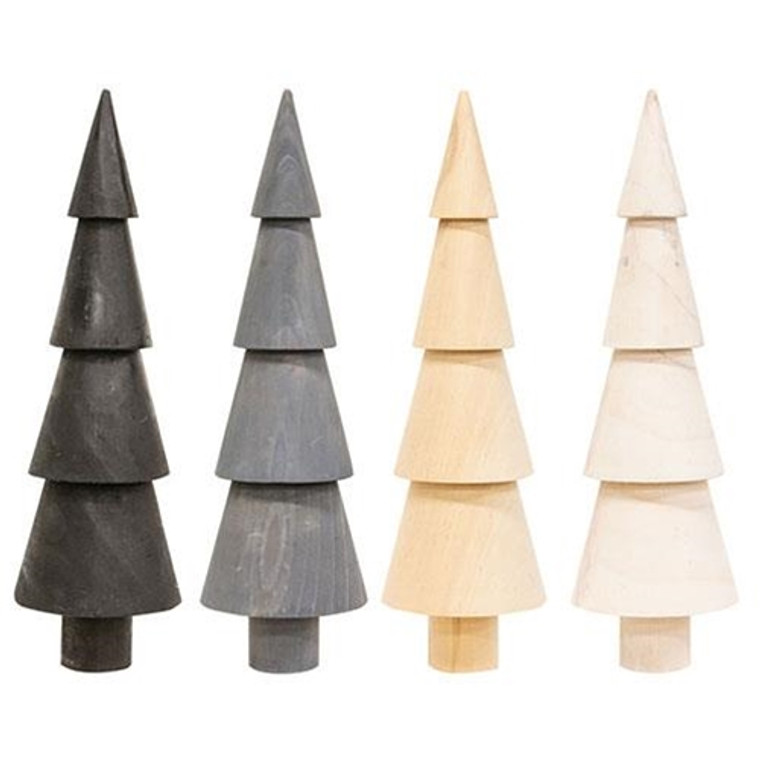 Wood Spindle Tree 12"H 4 Asstd. (Pack Of 4) GRJA3052 By CWI Gifts