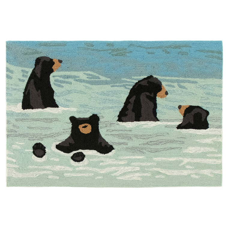 Liora Manne Frontporch Bathing Bears Indoor/Outdoor Rug Water 2'6" x 4' FTP34434003