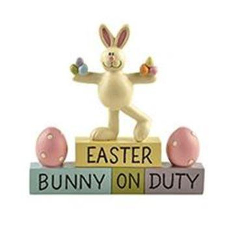 161-10426 Easter Bunny On Duty Blocks With Bunny - Pack of 6