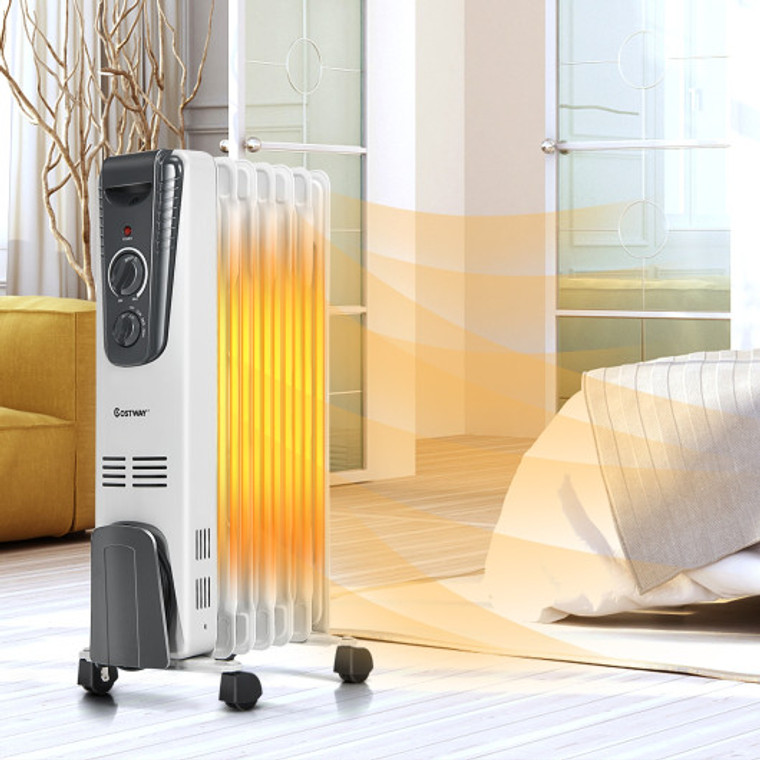 1500 W Electric Portable Oil Filled Space Heater With Adjustable Thermostat ES10048
