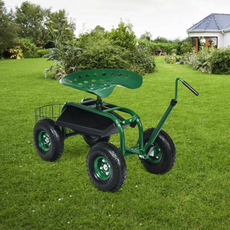 Extendable Handle Garden Cart Rolling Wagon Scooter GT3750