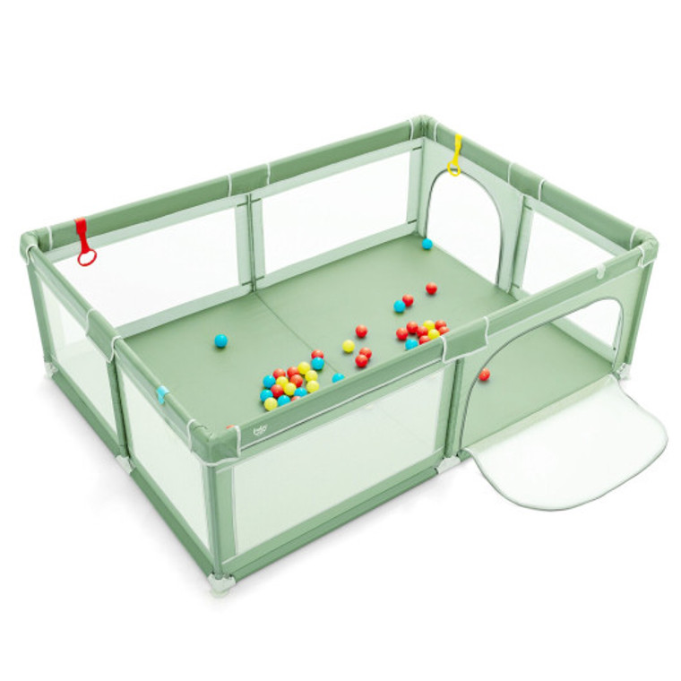 Extra-Large Safety Baby Fence With 50 Ocean Balls-Green BB5821MG