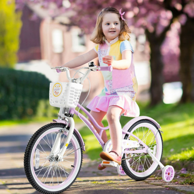 18 Inch Kids Adjustable Bike With Training Wheels-Purple TY327932ZS