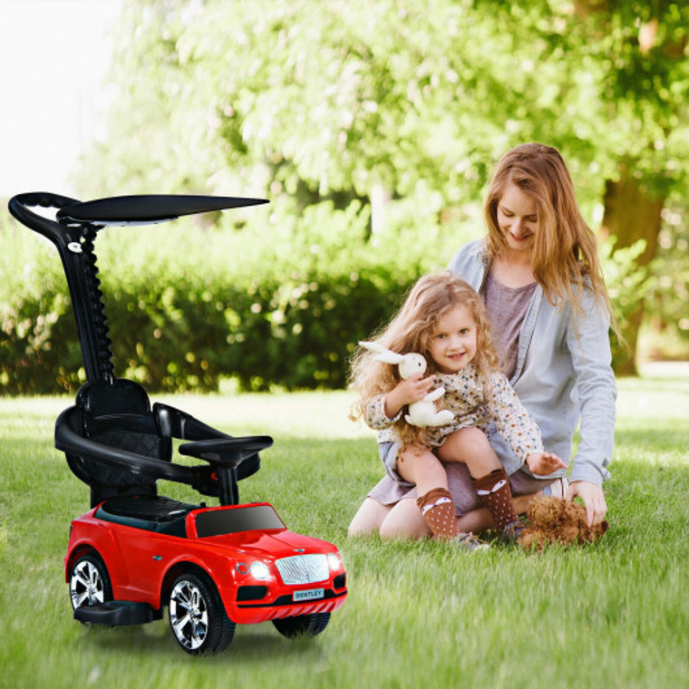 3-In-1 Licensed Bentley Kids Push And Sliding Car With Canopy-Red TQ10066RE