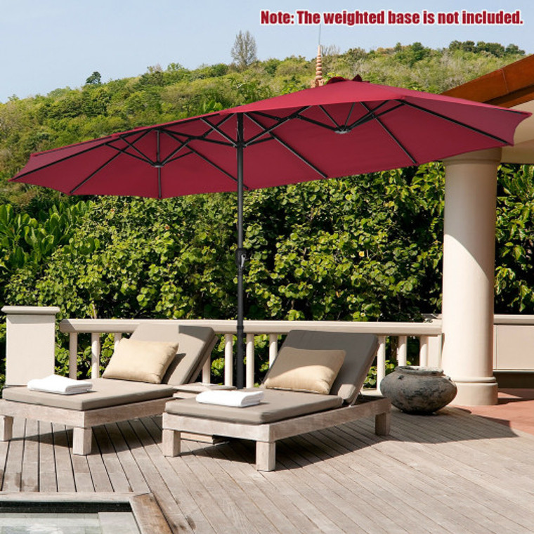 15 Feet Patio Double-Sided Umbrella With Hand-Crank System-Wine NP10245WN