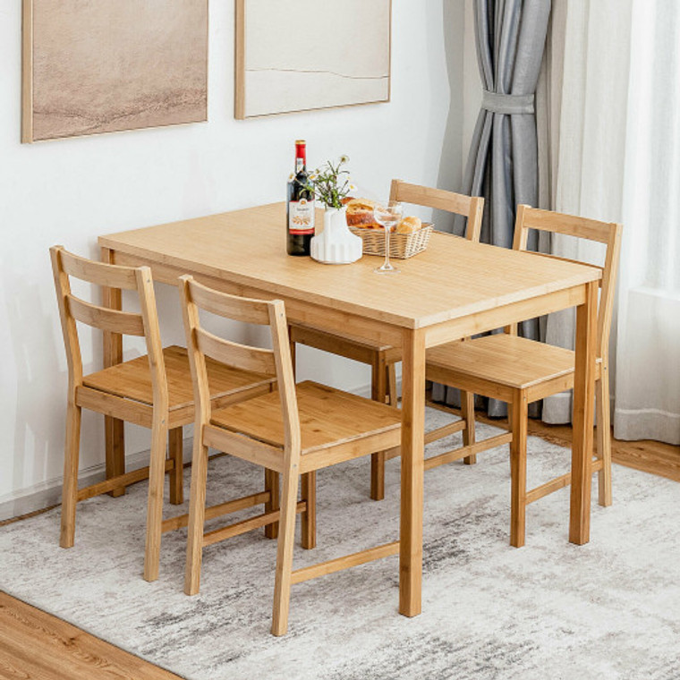 5 Pieces Dining Table Set With 4 Chairs-Natural KC53854NA