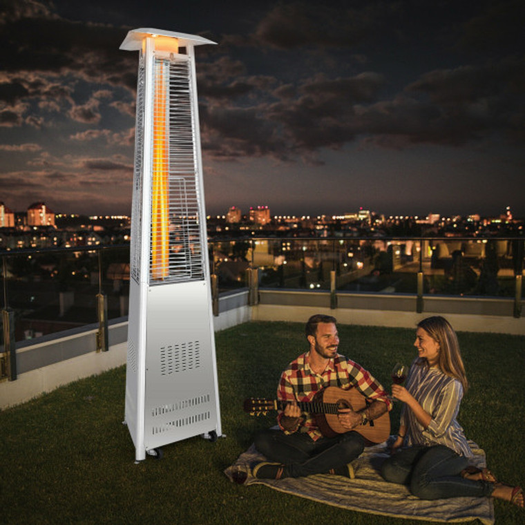 42 000 Btu Stainless Steel Pyramid Patio Heater With Wheels NP10040US+