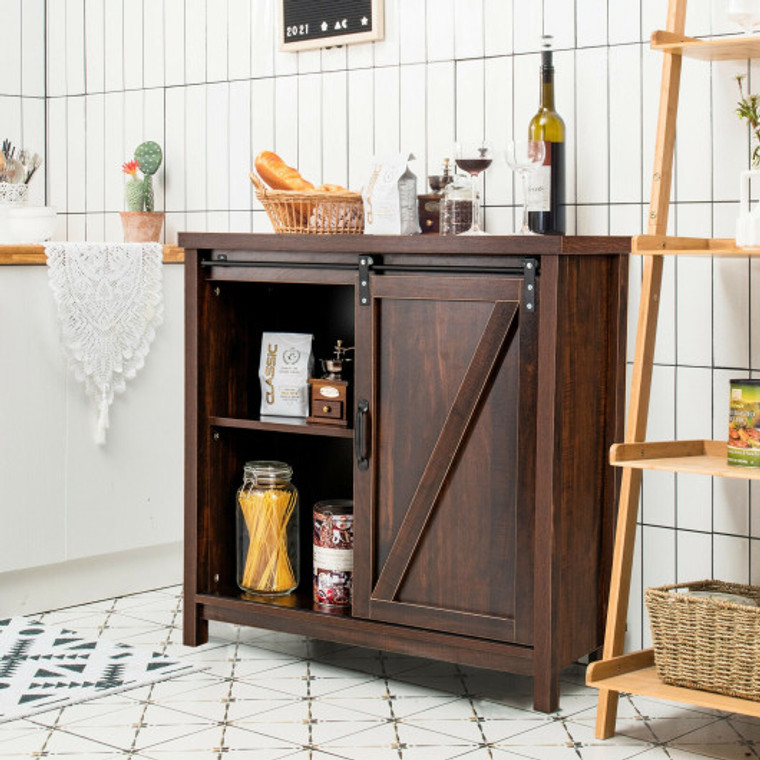 Freestanding Storage Buffet Sideboard Cabinet-Rustic Brown JV10170BN