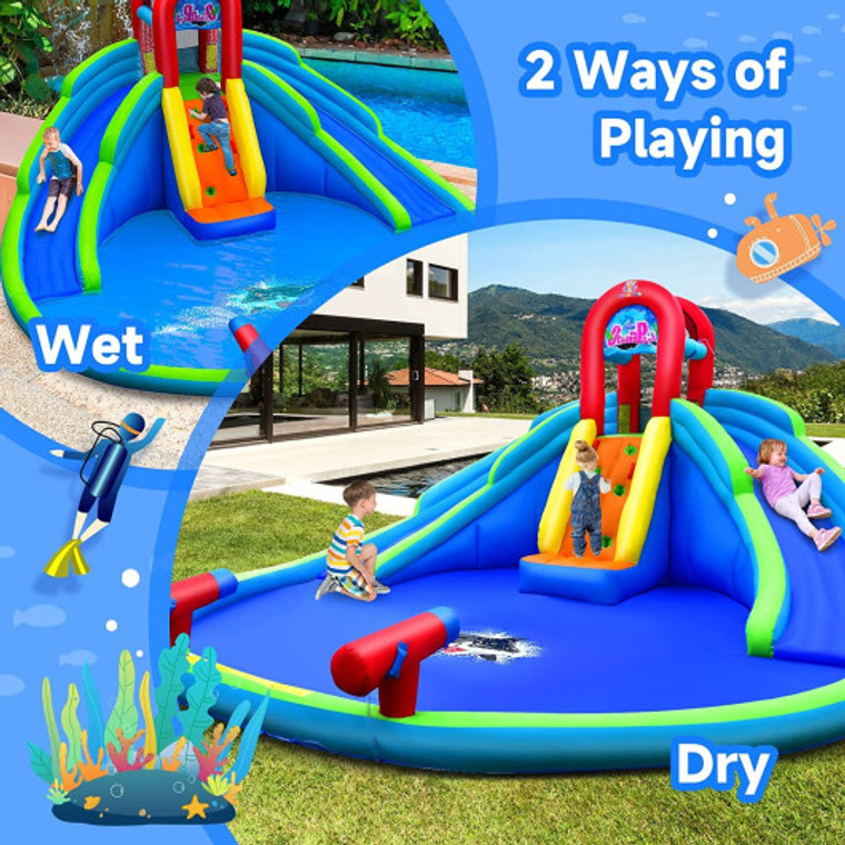 Inflatable Water Park Waterslide For Kids Backyard With 780W Air Blower NP10316