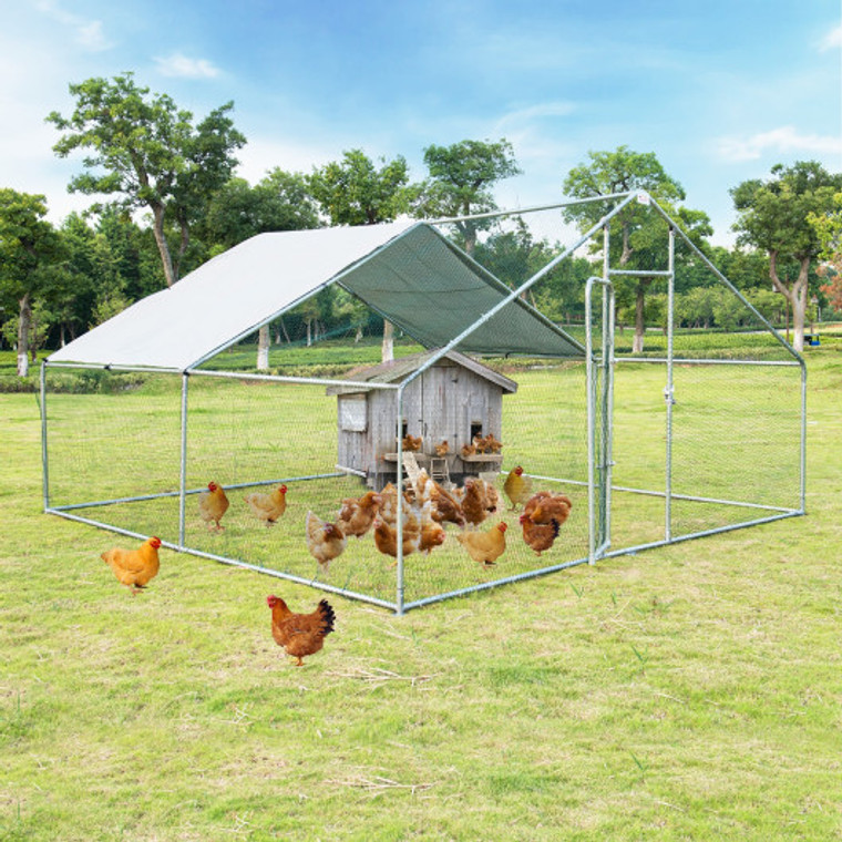 13 X 13 Feet Walk-In Chicken Coop With Waterproof Cover For Outdoor Backyard Farm LivePS7378+