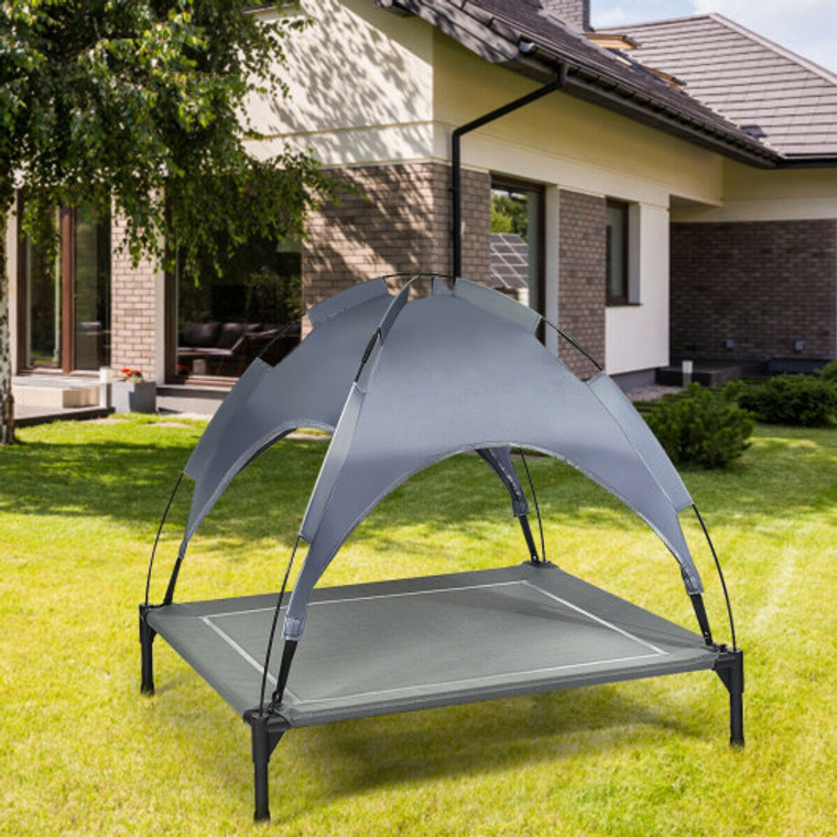 Portable Elevated Outdoor Pet Bed With Removable Canopy Shade-36" LivePS7353-L