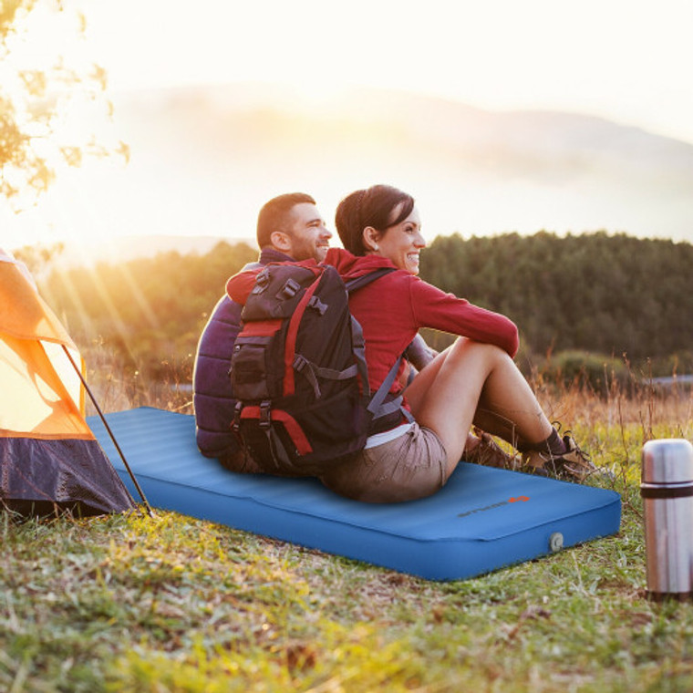 Self Inflating Folding Camping Sleeping Mattress With Carrying Bag-Blue HU10179BL