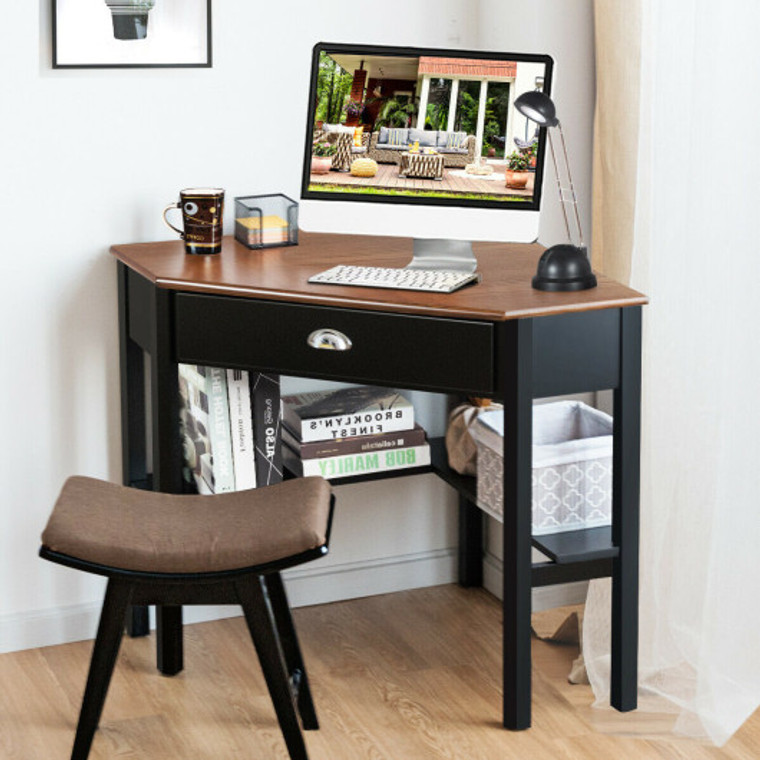 Corner Wooden Pc Laptop Computer Desk-Coffee LiveHW53866CF