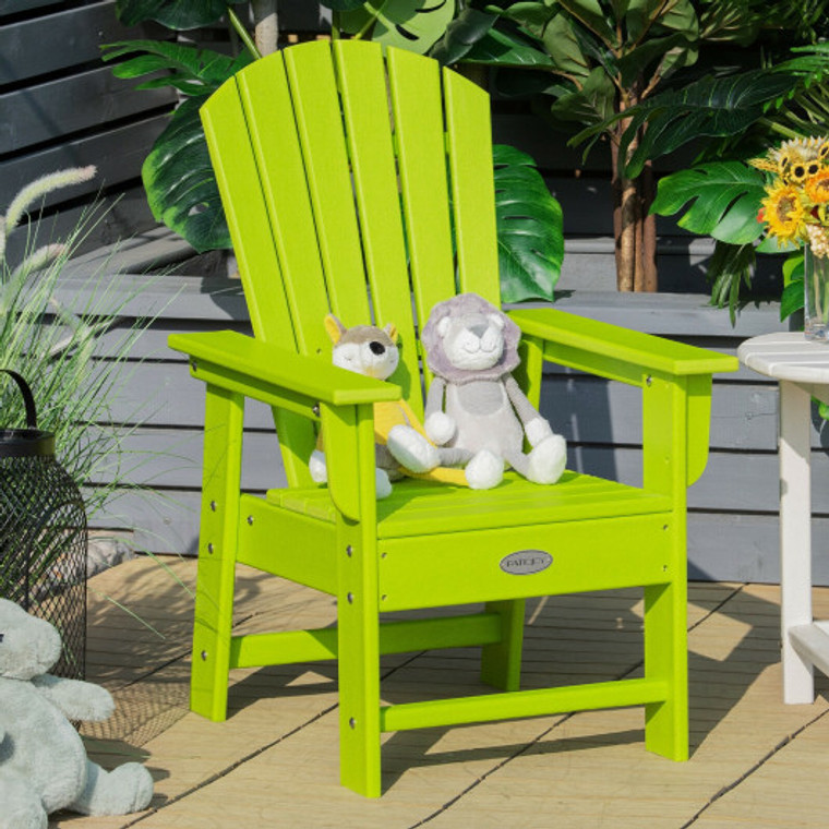 Patio Kids' Adirondack Chair With Ergonomic Backrest-Green NP10379GN