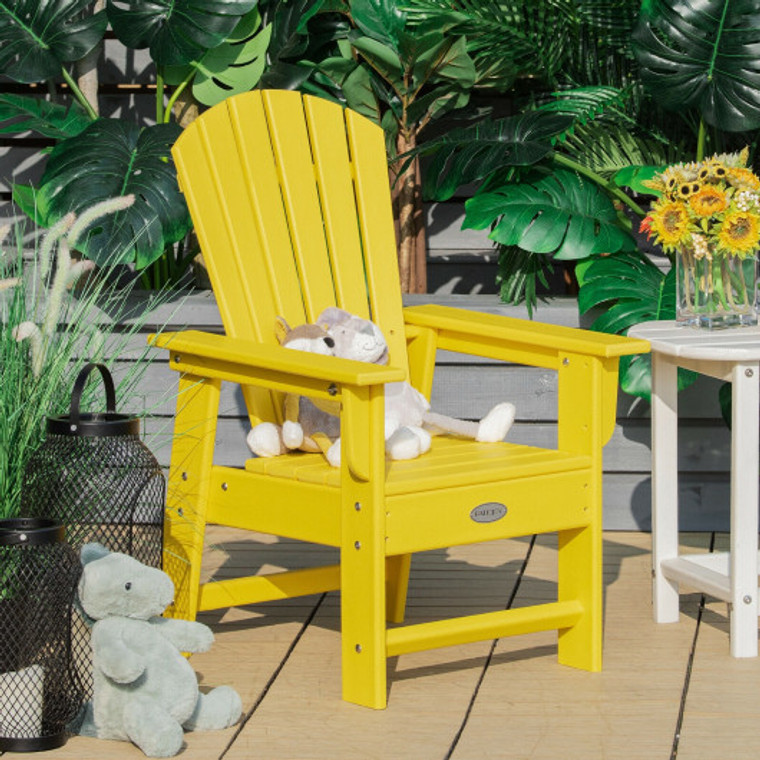 Patio Kids' Adirondack Chair With Ergonomic Backrest-Yellow NP10379YW