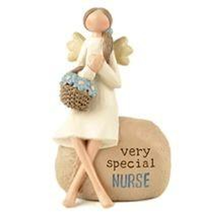 164-10986 Special Nurse Angel With Basket On Rock - Pack of 6