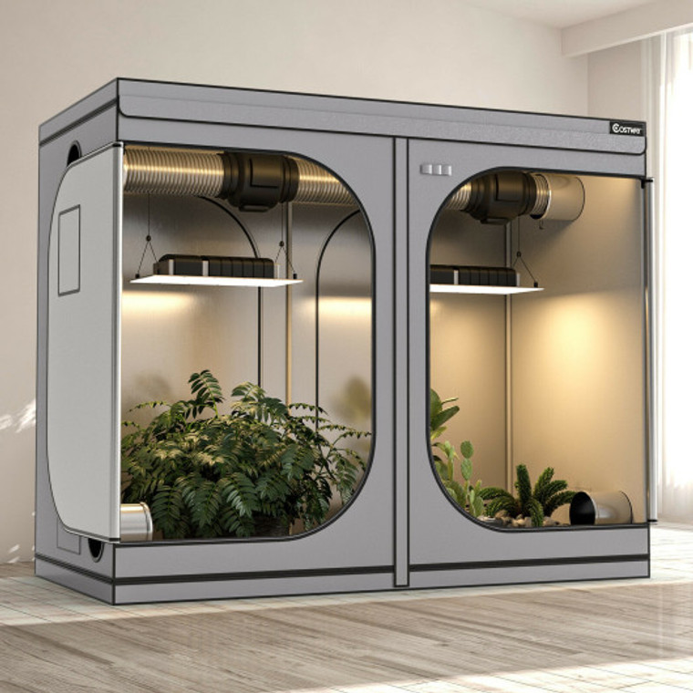 4 X 8 Grow Tent With Observation Window For Indoor Plant Growing-Gray GT3838GR