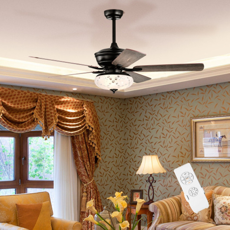 52 Inch Ceiling Fan With 3 Wind Speeds And 5 Reversible Blades-Gray ES10099US-GR