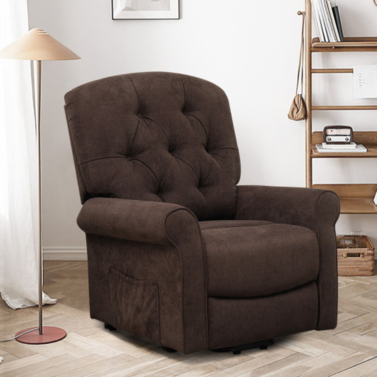 Recliner Chair Sofa For Elderly With Side Pocket And Remote Control-Brown JL10019US-BN