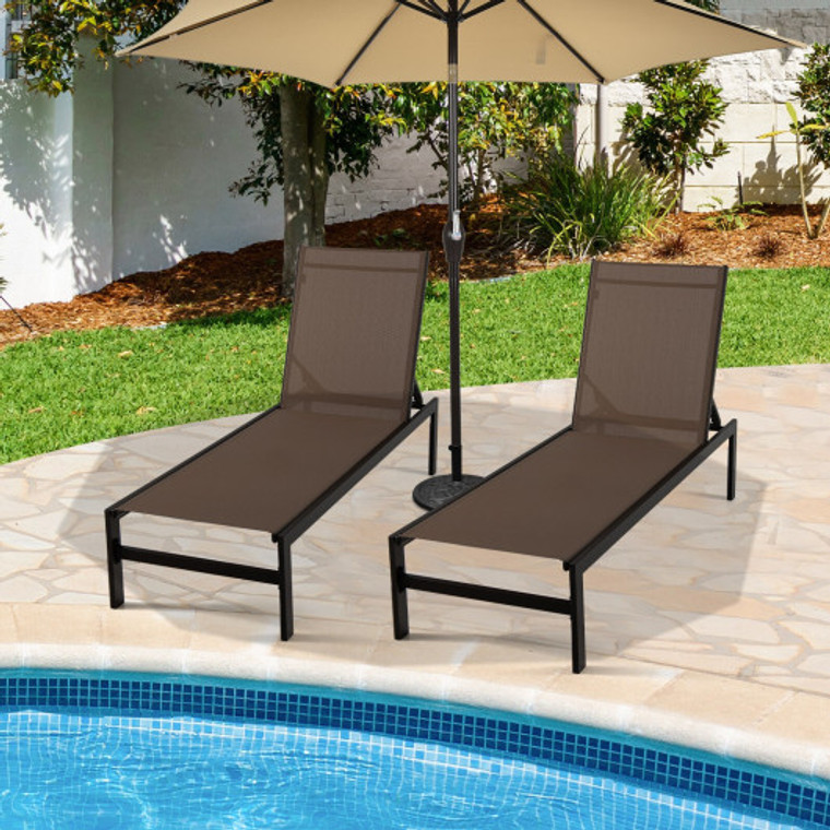 6-Position Chaise Lounge Chairs With Rustproof Aluminium Frame-Brown NP10502CF