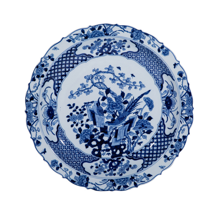 Blue And White Plate Pheasant Floral Motif 1467B By Legend Of Asia