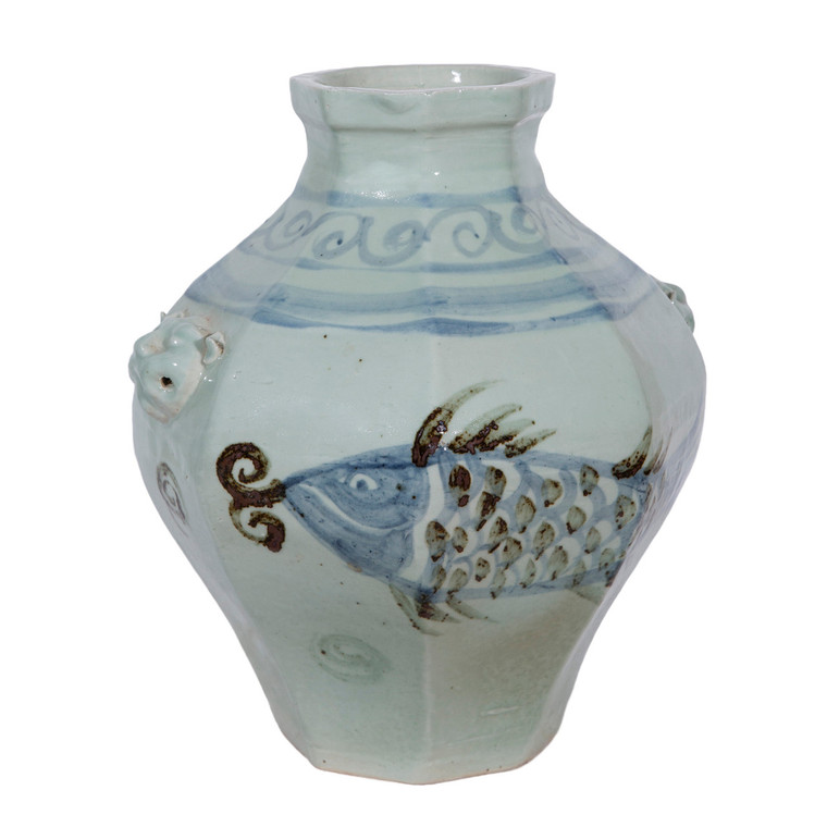 Octagonal Double Lion Handle Fish Jar 1495B By Legend Of Asia