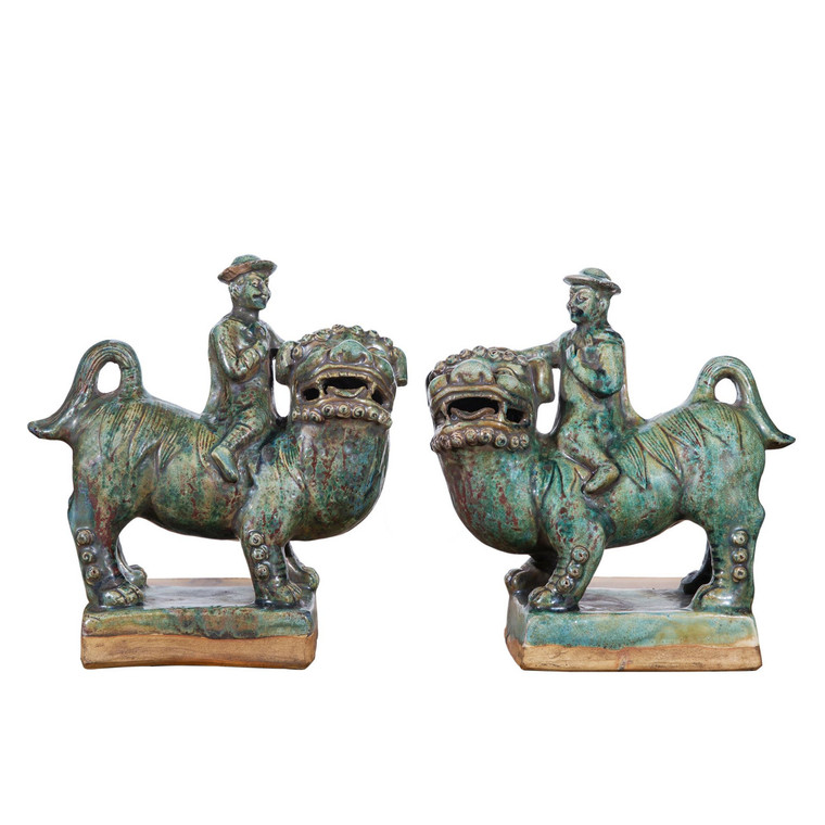 Speckled Green Nobleman Riding Lion Per Pair 1610A By Legend Of Asia