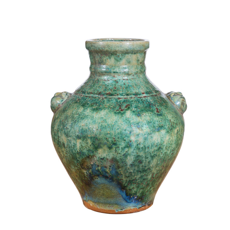 Speckled Green Double Lion Handle Jar 1611F By Legend Of Asia