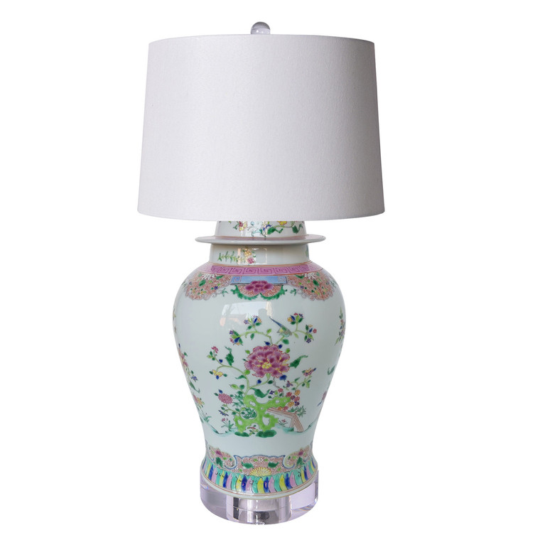Chinoiserie Floral Multi Colored Table Lamp L1239A By Legend Of Asia