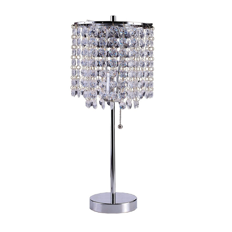 Homeroots 20" Modern Tall Silver Crystal Chandelier Lamp 468593