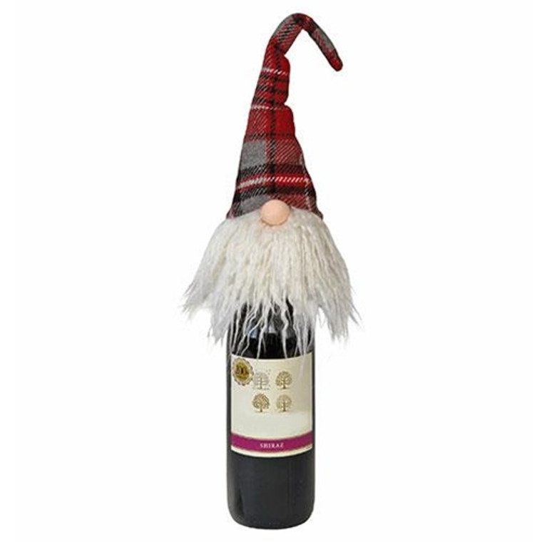 *Plush Red Plaid Santa Gnome Bottle Topper GADC2743 By CWI Gifts
