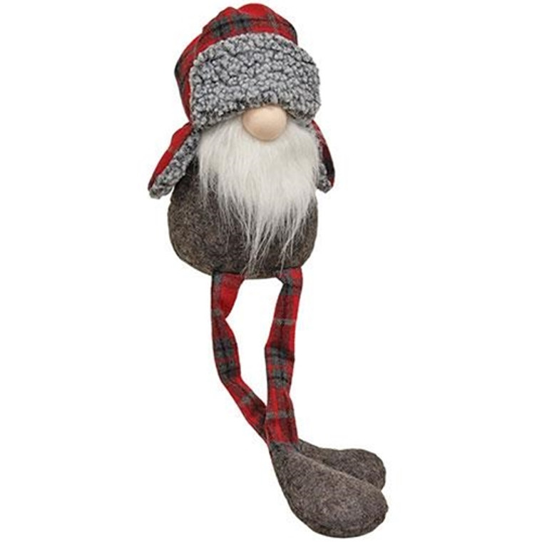 Large Dangle Leg Winter Plaid Gnome GADC4295 By CWI Gifts