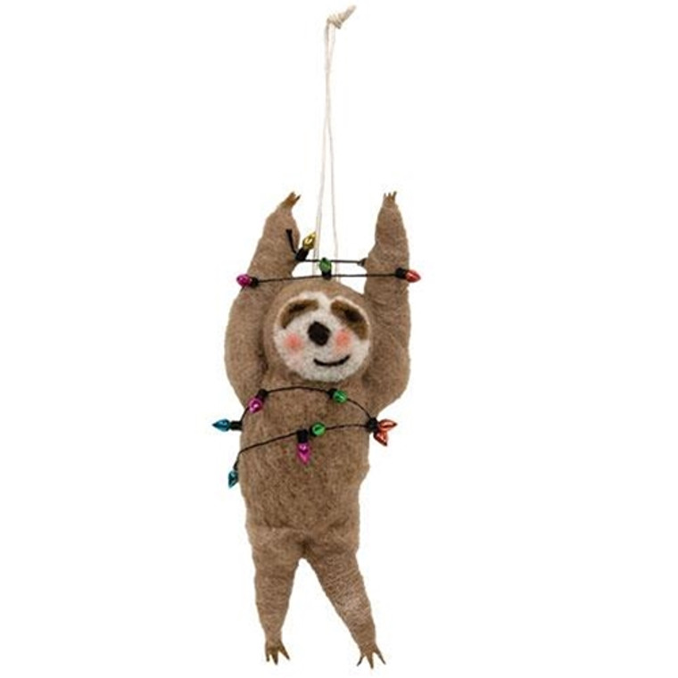 Felted Christmas Party Sloth Ornament GQHT2635 By CWI Gifts