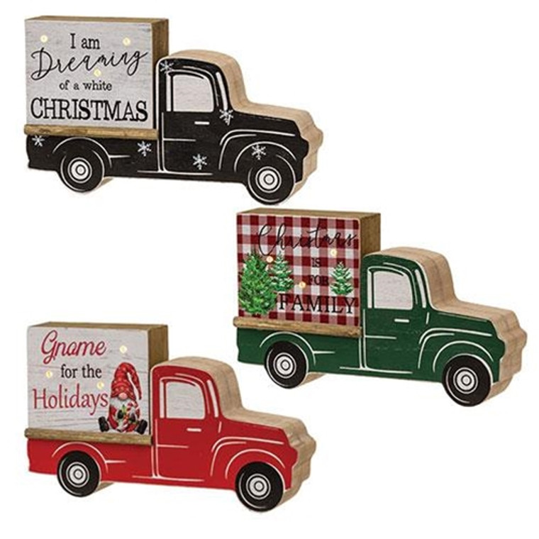 *Christmas Truck With Led Lights 3 Asstd. (Pack Of 3) GSUN4331 By CWI Gifts